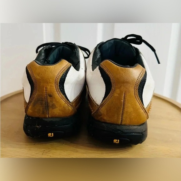 FOOTJOY ~ Contour Series men’s white and tan leather golf shoes size 10.5 - Picture 6 of 7